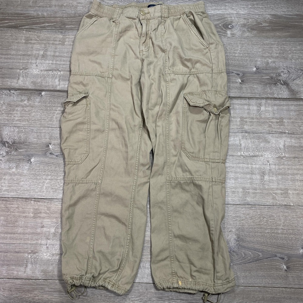 Aeropostale Utility Cargo Pants Mens‎ 34x30 Beige Elastic Waist *paint Spots